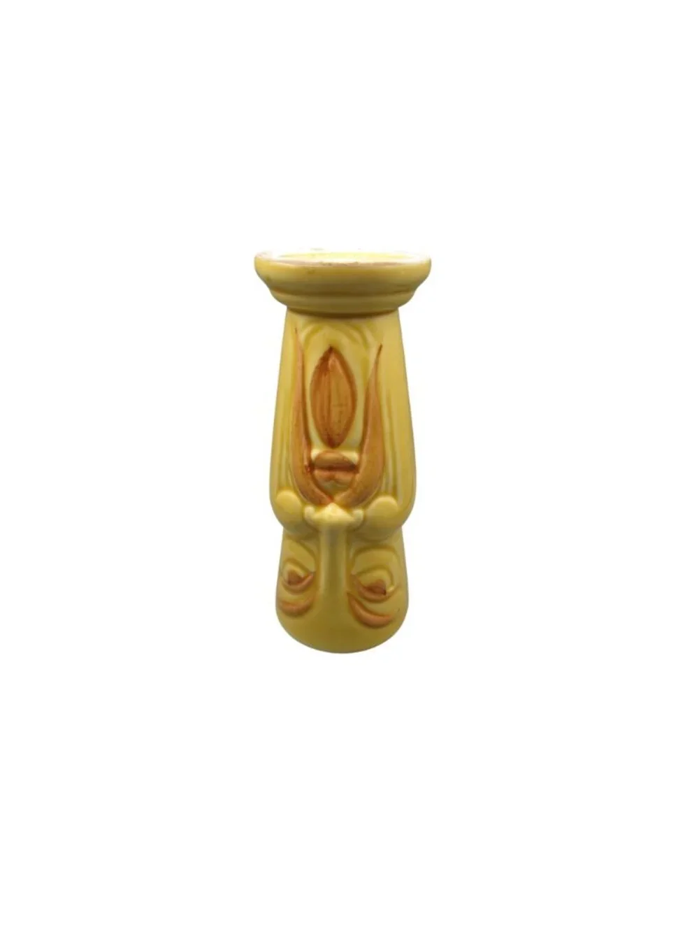 Orchids Of Hawaii Fu Manchu Yellow Ceramic Tiki Mug Vintage Taiwan 7